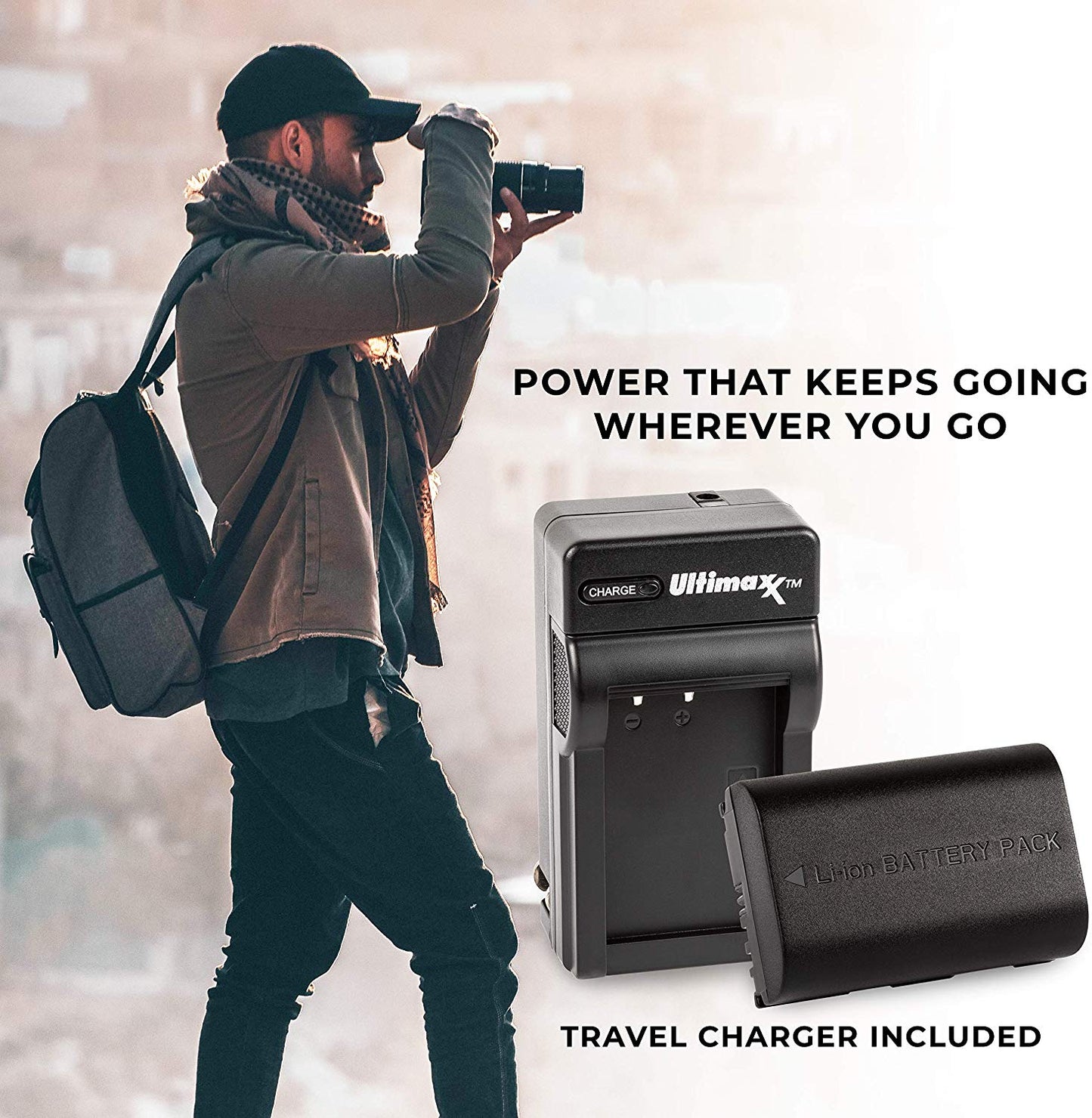 ULTIMAXX Travel Charger + Replacement Battery for Canon LPE6