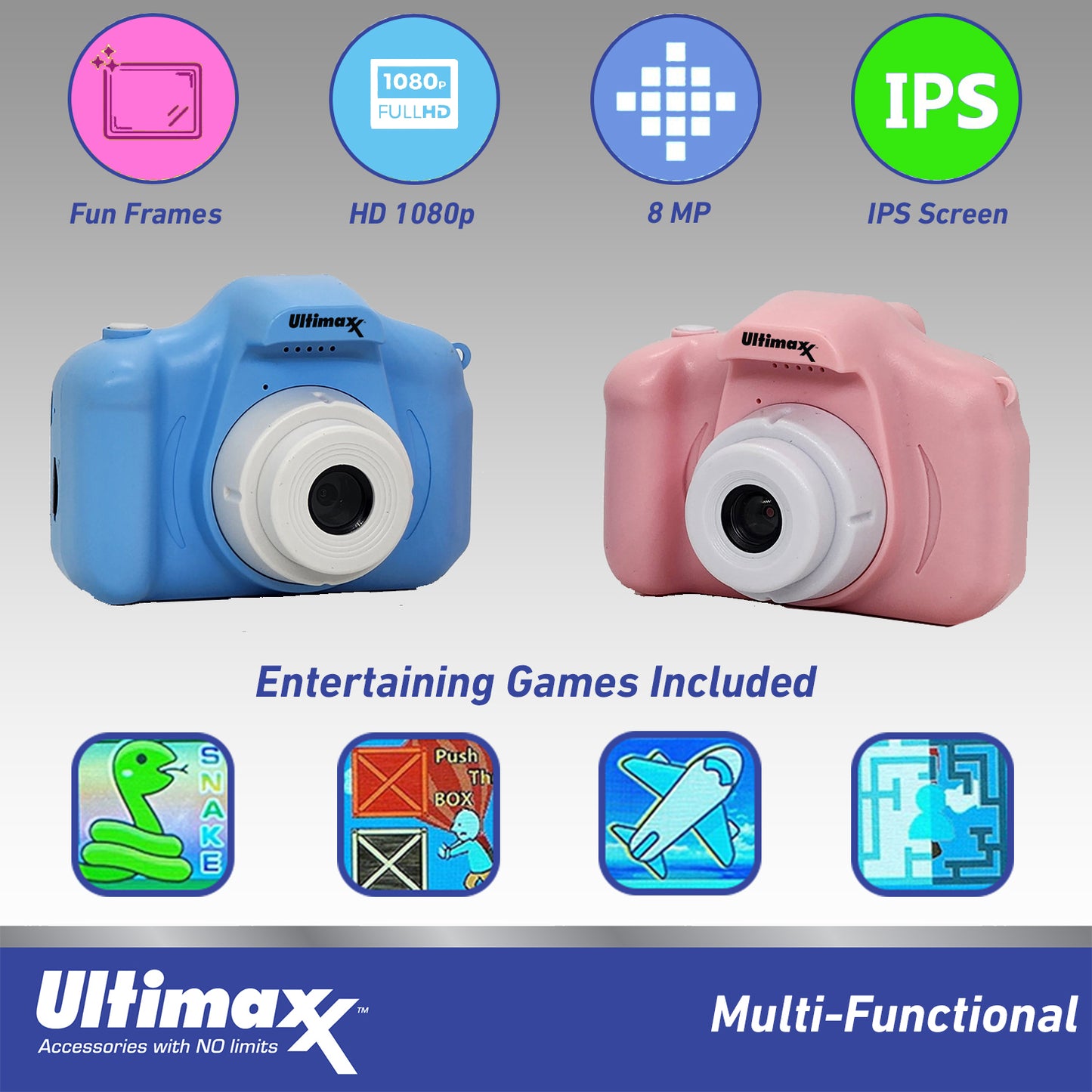 Ultimaxx Digital Video Recorder Camera Kids Teens ages 8-12 Beginners with Games 32GB Micro SD Holiday Christmas Gift Bundle