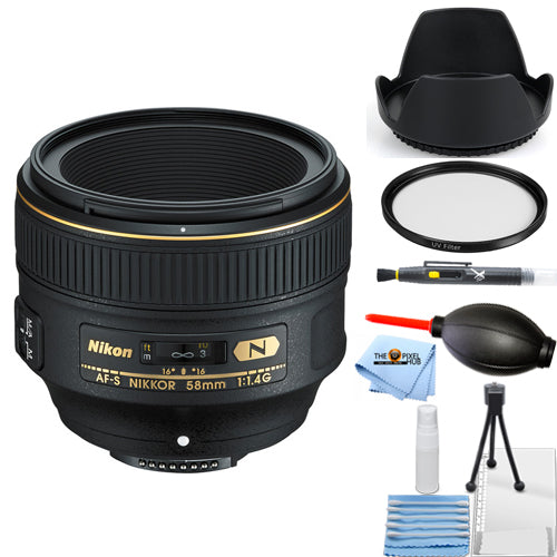 Nikon AF-S NIKKOR 58mm f/1.4G Lens - 2210 Starter UV Filter Bundle