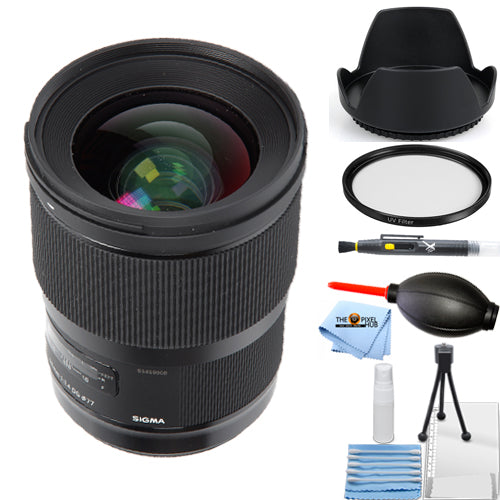 Sigma 28mm f/1.4 DG HSM Art Lens for Nikon F Starter UV Bundle - USA Model Lens