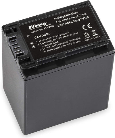 ULTIMAXX Rapid Charger with 2x NP-FV100 Batteries for Sony DCR-SR15 and SR2