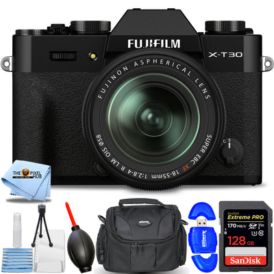 FUJIFILM X-T30 II Mirrorless Camera with 18-55mm Lens Black - 7PC Accessory Kit