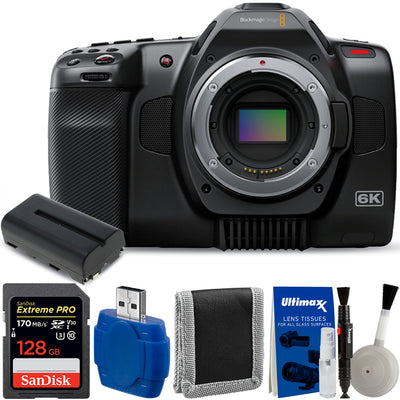 Blackmagic Design Pocket Cinema Camera 6K Pro Canon EF + EXT BATT + 128GB Bundle