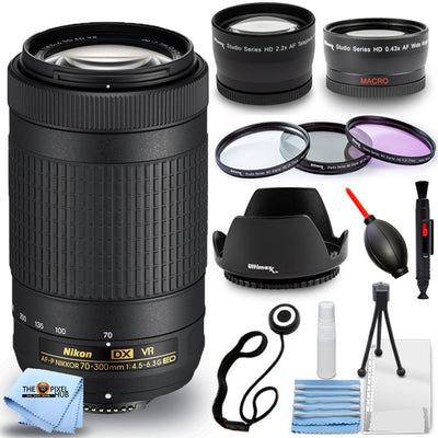 Nikon AF-P DX NIKKOR 70-300mm f/4.5-6.3G ED VR Lens White Box - Filter Bundle