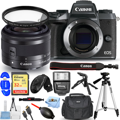 Canon EOS M5 Mirrorless Digital Camera with 15-45mm Lens - 12PC Accessory Bundle