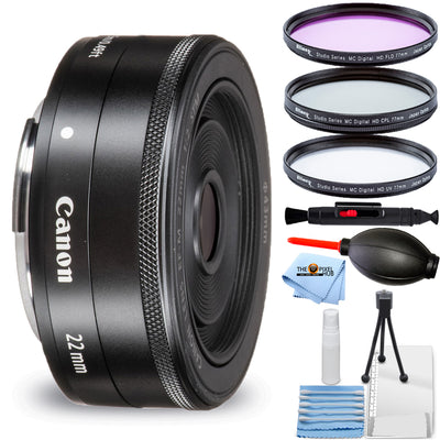 Canon EF-M 22mm f/2 STM Lens 5985B002 + Filter Kit Bundle - White Box