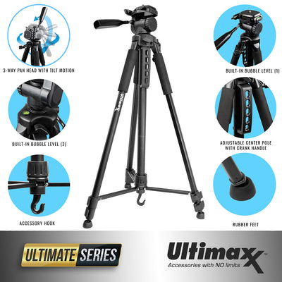Ultimaxx 75" Professional Lightweight Tripod for Canon Nikon Sony