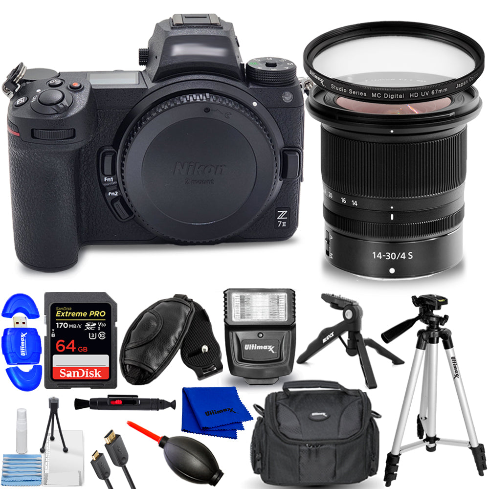 Nikon Z 7II Mirrorless Digital Camera with 14-30mm f/4 S Lens + 64GB Bundle