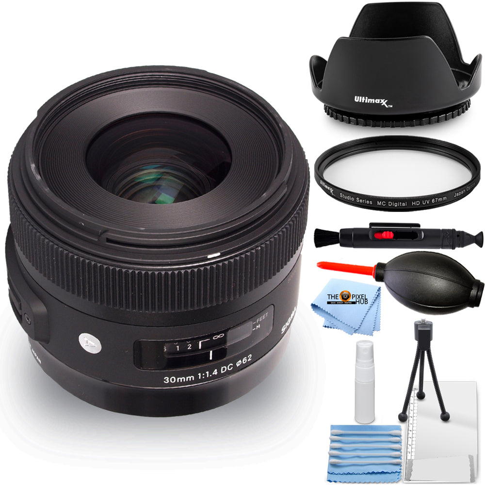 Sigma 30mm f/1.4 DC HSM Art Lens for Nikon F - Essential UV Filter Bundle