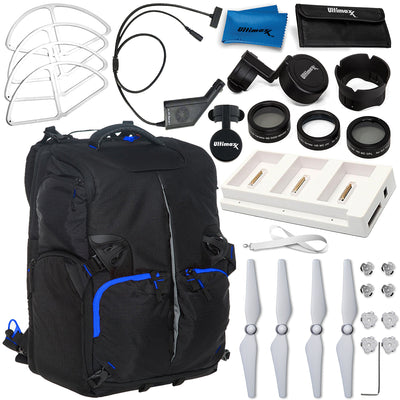 Accessory Bundle For DJI Phantom 4 With Backpack Filter Kit Charger Hub + More