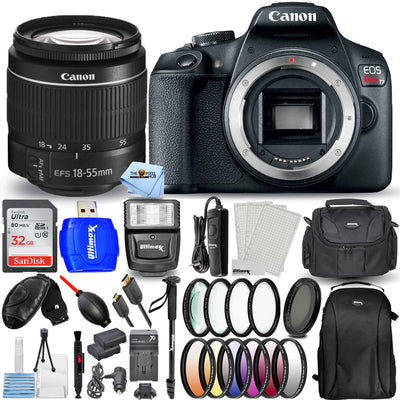 Canon EOS Rebel T7 with 18-55mm III Lens + 32GB + EXT BATT + Flash Bundle