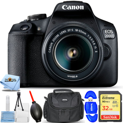 Canon EOS 2000D / Rebel T7 with 18-55mm IS II Lens - Essential 32GB Bundle