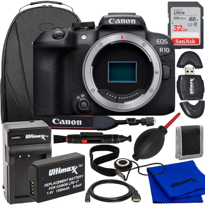 Canon EOS R10 Mirrorless Camera (Body Only) - 9PC Accessory Bundle