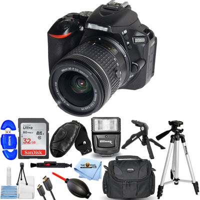 Nikon D5600 DSLR 24.2MP Camera with 18-55mm Lens 1576 + 32GB + Flash Bundle