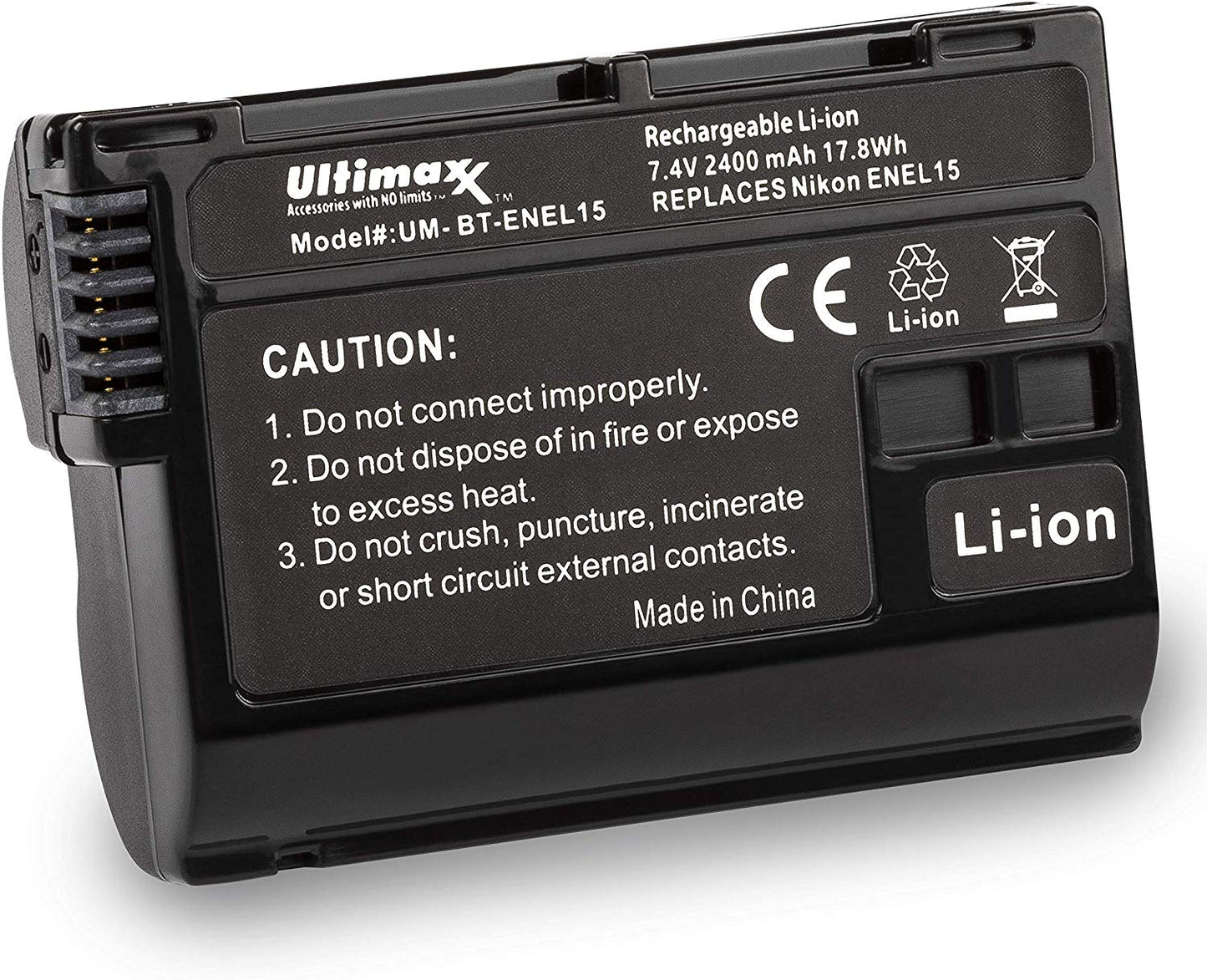 ULTIMAXX Travel Charger + Replacement Battery for Nikon ENEL15 - 2400 mah