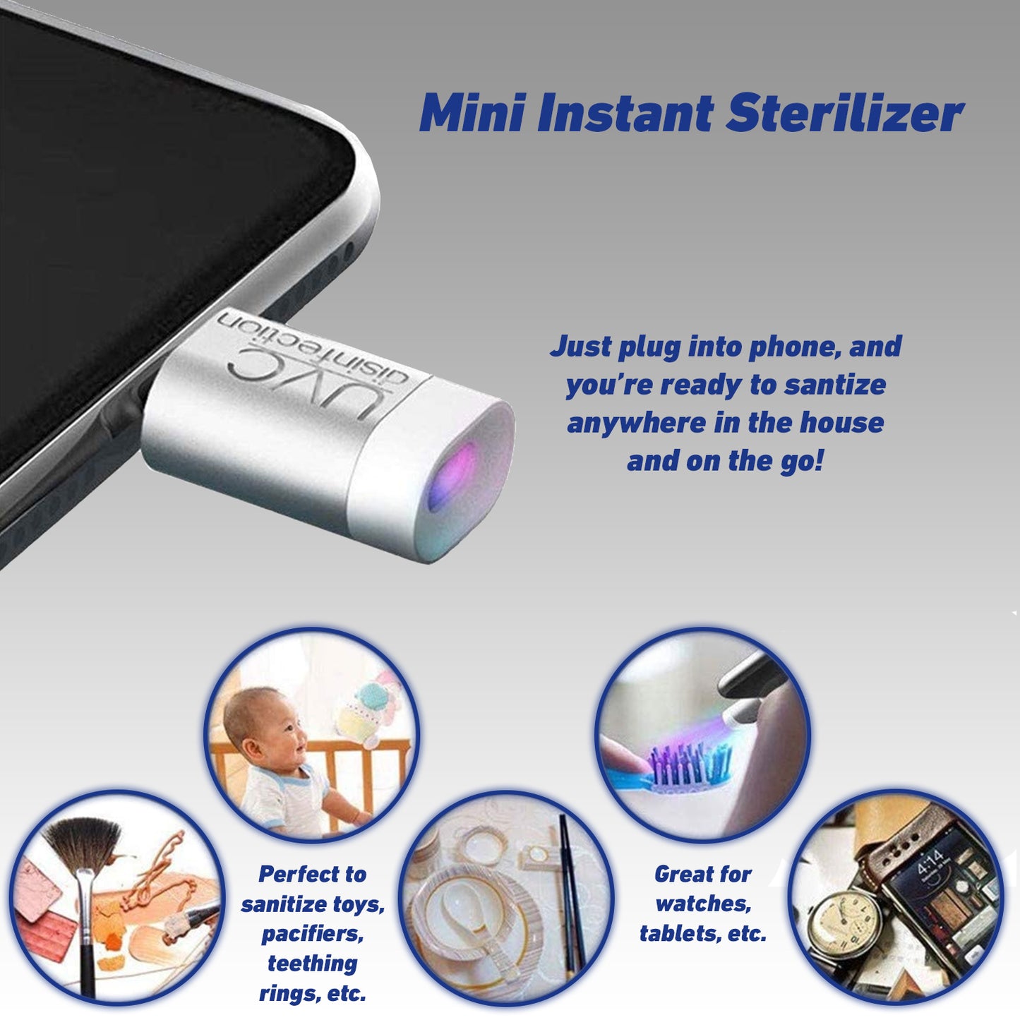 Mini Portable Travel U*V Ultraviolet Instant cleaning LED Light Type-C