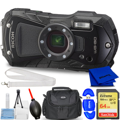 Ricoh WG-80 Digital Camera (Black) 03123 - 8PC Accessory Bundle