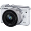 Canon EOS M200 Mirrorless Camera with 15-45mm (White) + EXT BATT + Filter Bundle