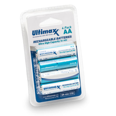 4x AA ULTIMAXX Rechargeable Batteries 3150mAh Ultra High Capacity Ni-MH