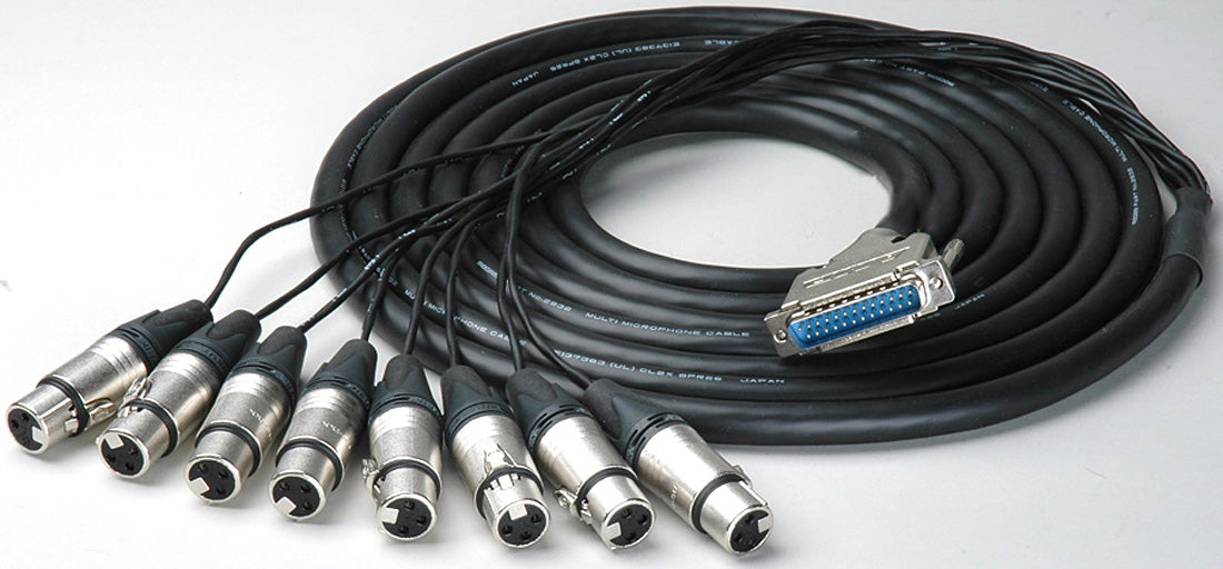 Sescom Built Canare Analog 25Pin Dsub Male to 8 XLR Female Audio Cable with 24 inch Fanouts - 25 Foot