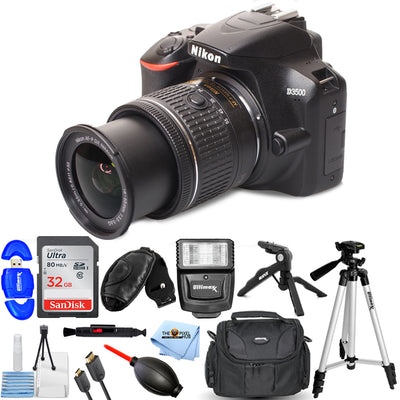 Nikon D3500 24.2MP DSLR Camera with 18-55mm VR Lens 1590 - 12PC Accessory Bundle