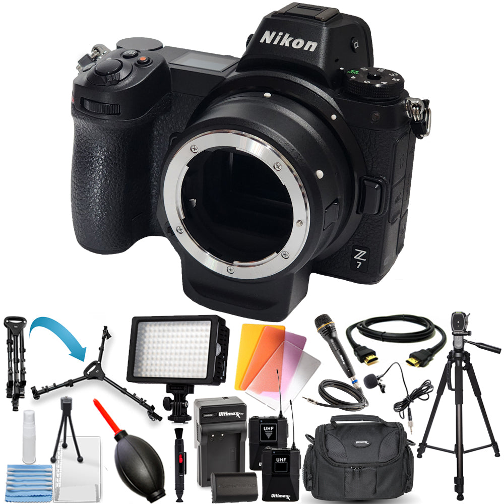 Nikon Z 7 Mirrorless Digital Camera with FTZ Mount Adapter - 12PC Accessory Kit