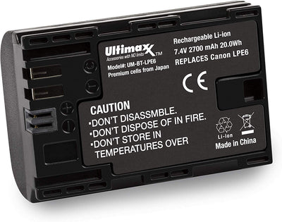 ULTIMAXX Travel Charger + Replacement Battery for Canon LPE6