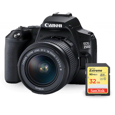 Canon EOS 250D/Rebel SL3 with 18-55mm f/3.5-5.6 III Lens + Sandisk Extreme 32GB