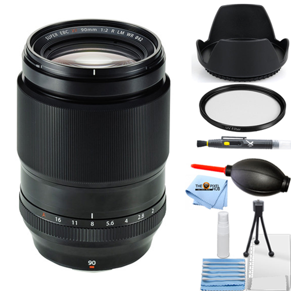 Fujifilm XF 90mm f/2 R LM WR Lens 16463668 - 7PC Accessory Bundle