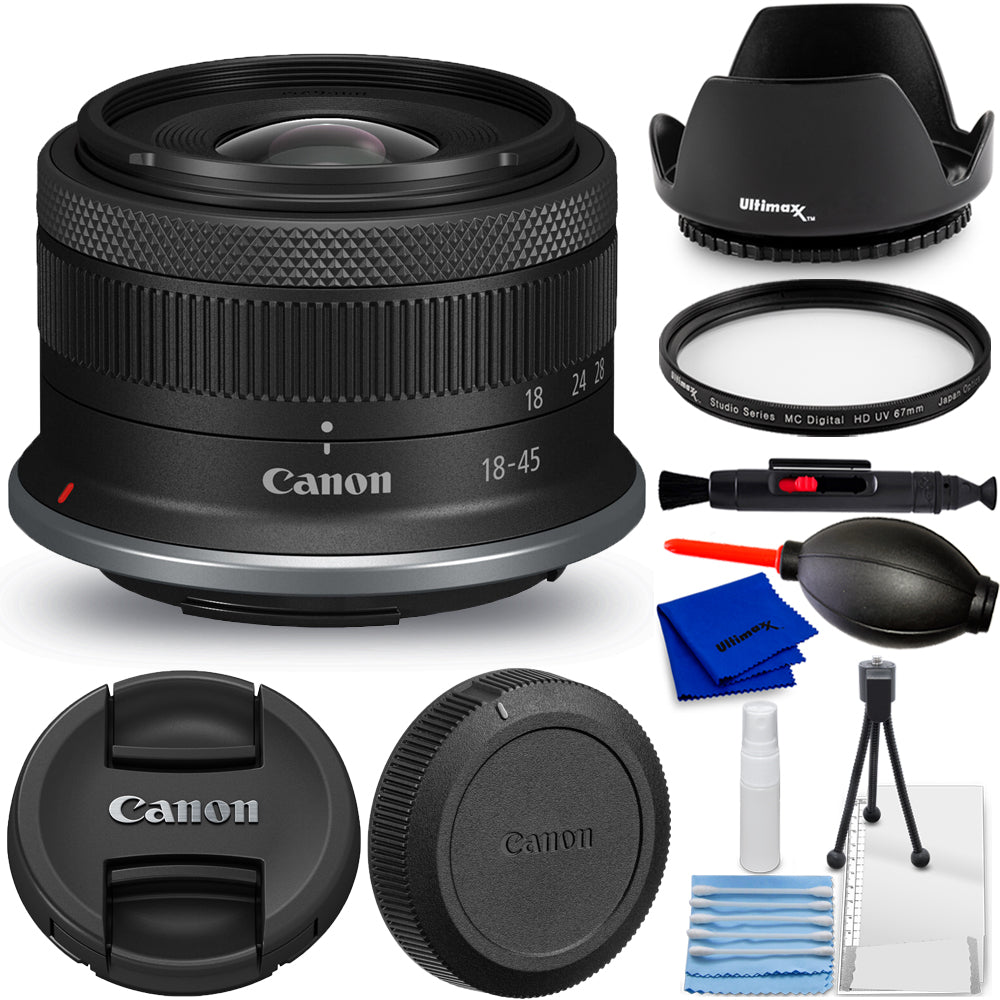 Canon RF-S 18-45mm f/4.5-6.3 IS STM Lens 4858C002 - 7PC Accessory Bundle