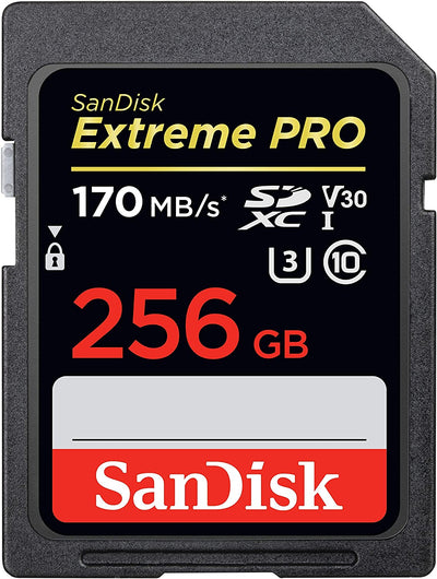 SanDisk 256GB Extreme PRO SDXC UHS-I Card - C10, U3, V30, 4K UHD, SD Card