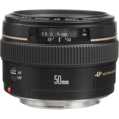 Canon EF 50mm f/1.4 USM Lens 2515A003 + UV Filter + Tulip Hood Lens Bundle