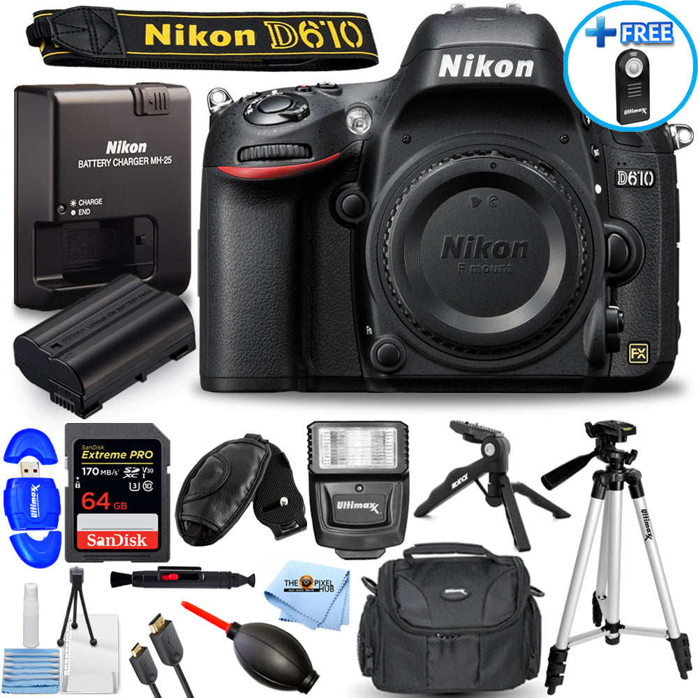 Nikon D610 Digital Camera (Body Only) 1540 - 14PC Accessory Bundle