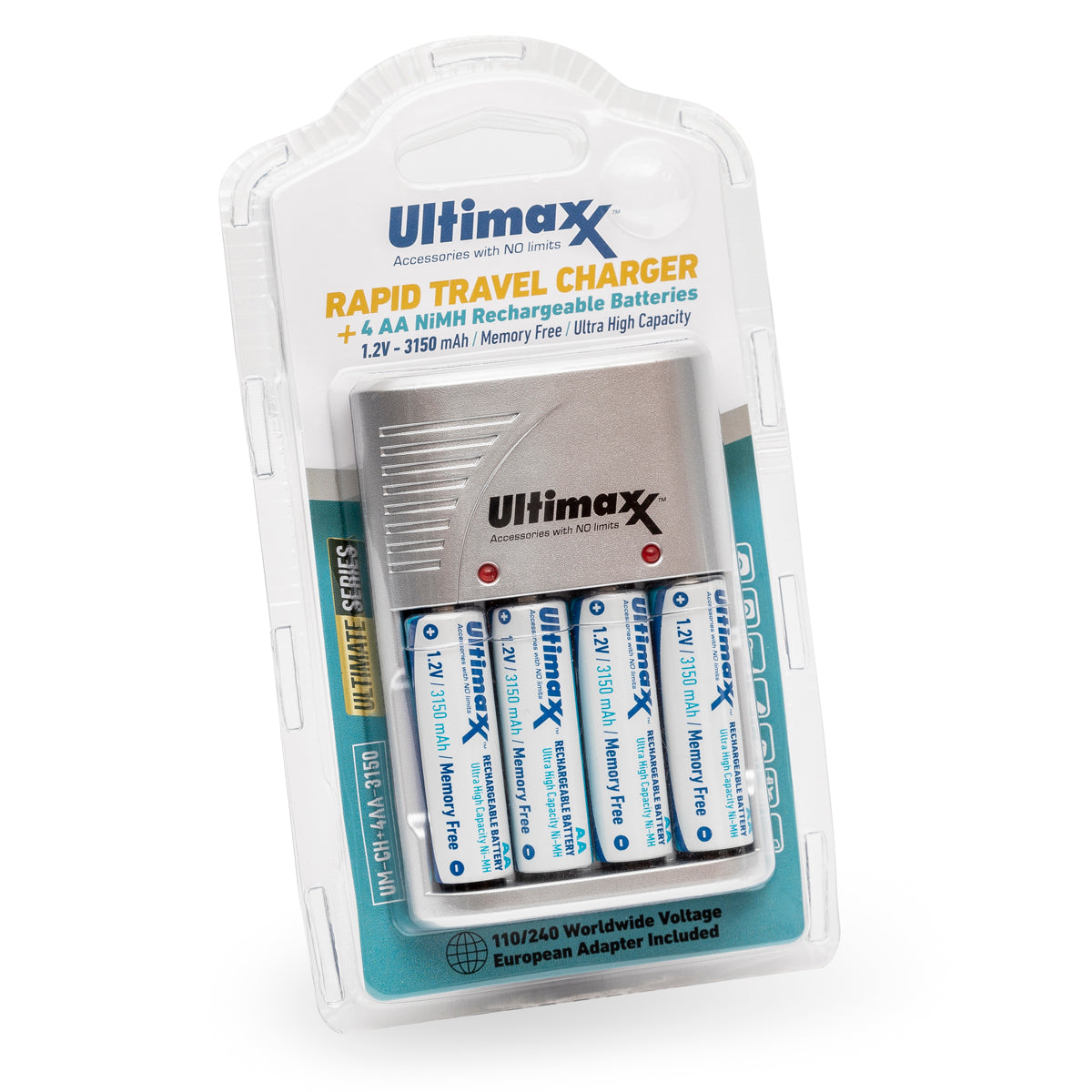4X Rechargeable 3150mAh Ultra High Capacity AA NiMH Batteries with Charger