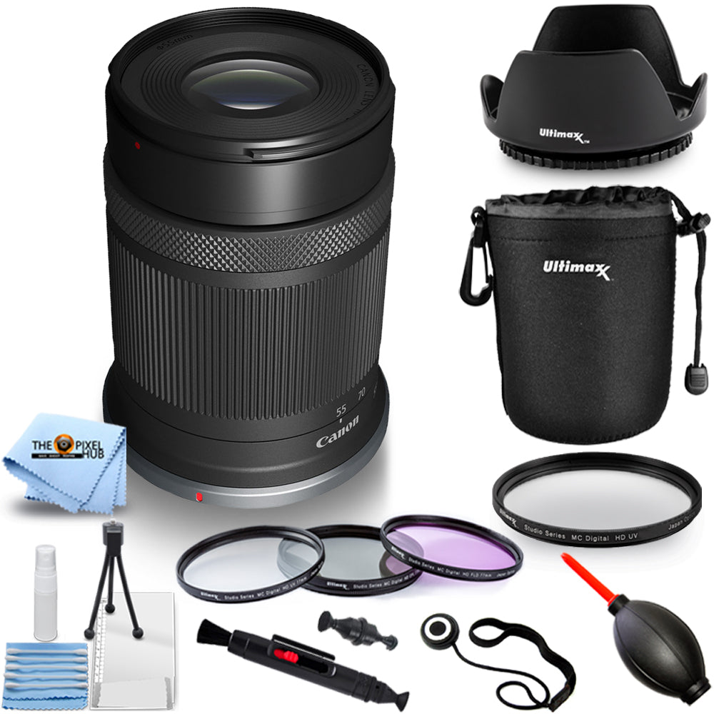 Canon RF-S 55-210mm f/5-7.1 IS STM Lens (Canon RF) White Box 10PC Accessory Kit