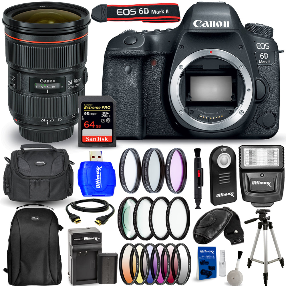 Canon EOS 6D Mark II DSLR with 24-70mm f/2.8L II USM Lens - Top Value Bundle