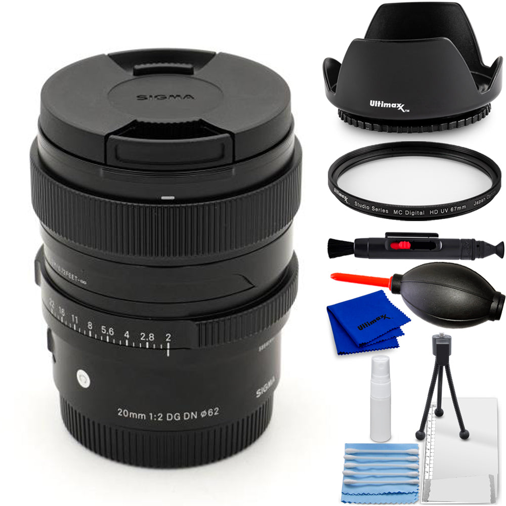 Sigma 20mm f/2 DG DN Contemporary Lens for Sony E 490965 - 7PC Accessory Bundle