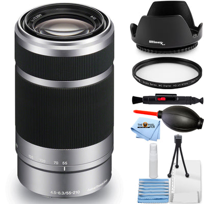 Sony E 55-210mm f/4.5-6.3 OSS Lens (Silver) SEL55210 - Essential UV Bundle