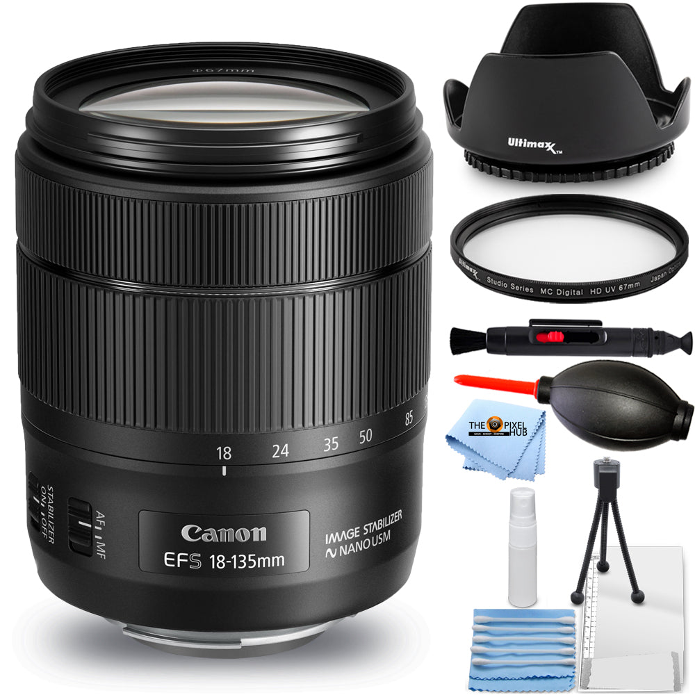 Canon EF-S 18-135mm f/3.5-5.6 IS USM Lens - Essential UV Filter Bundle