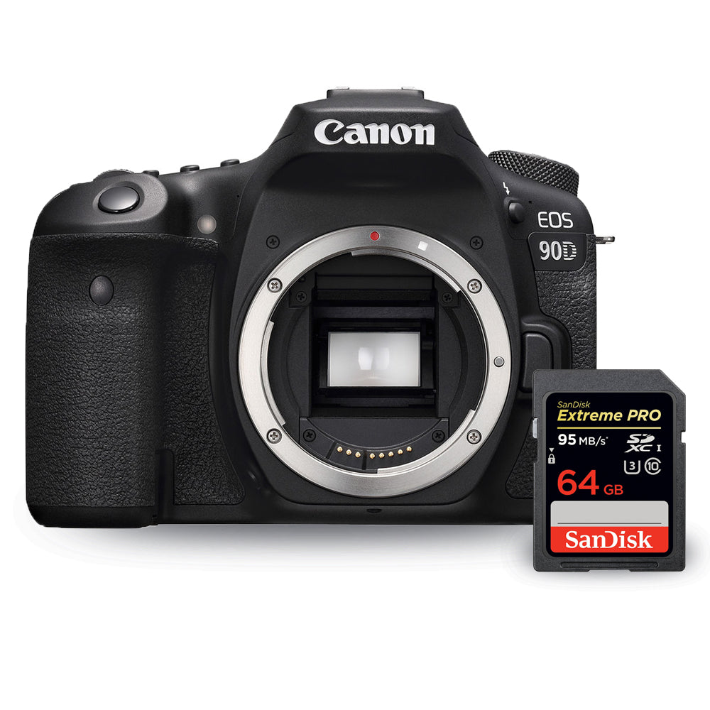 Canon EOS 90D DSLR Camera (Body Only) 3616C002 + Sandisk Extreme Pro 64GB SD