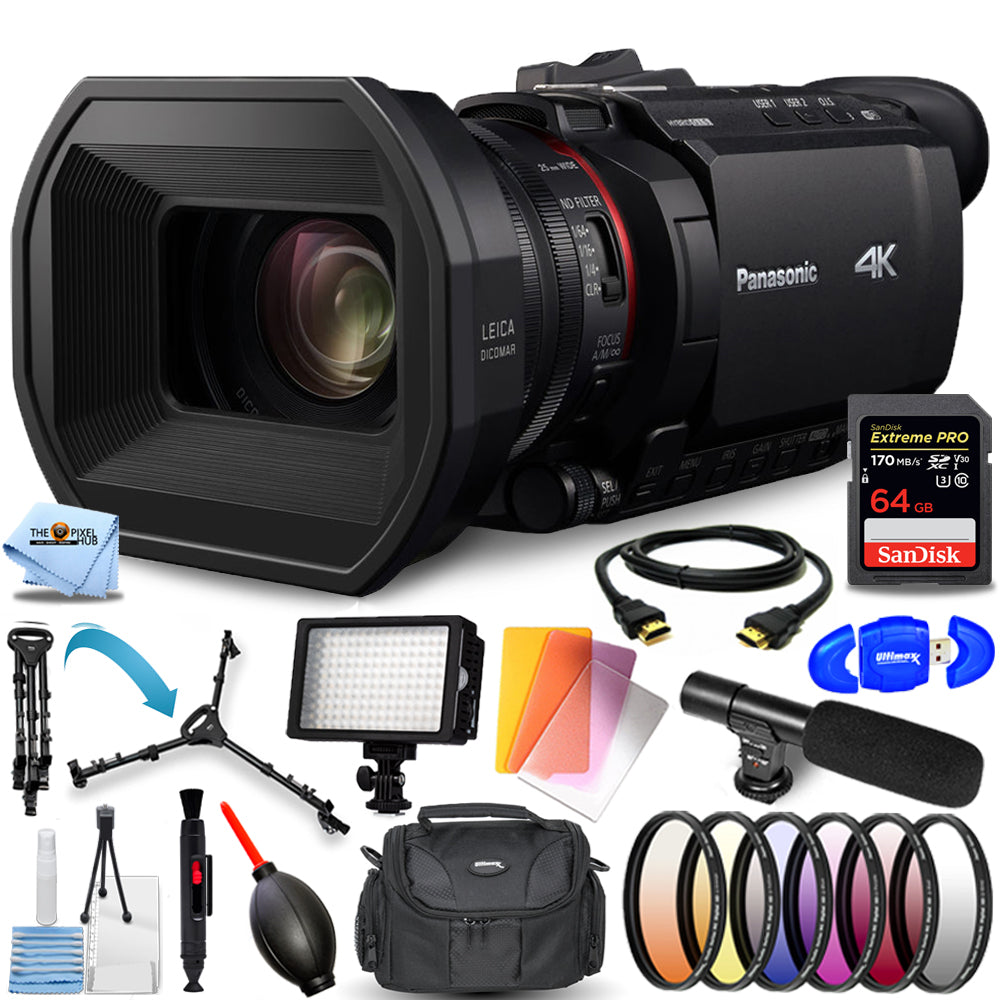 Panasonic HC-X1500 UHD 4K HDMI Pro Camcorder with 24x Zoom + 64GB + Tripod Kit