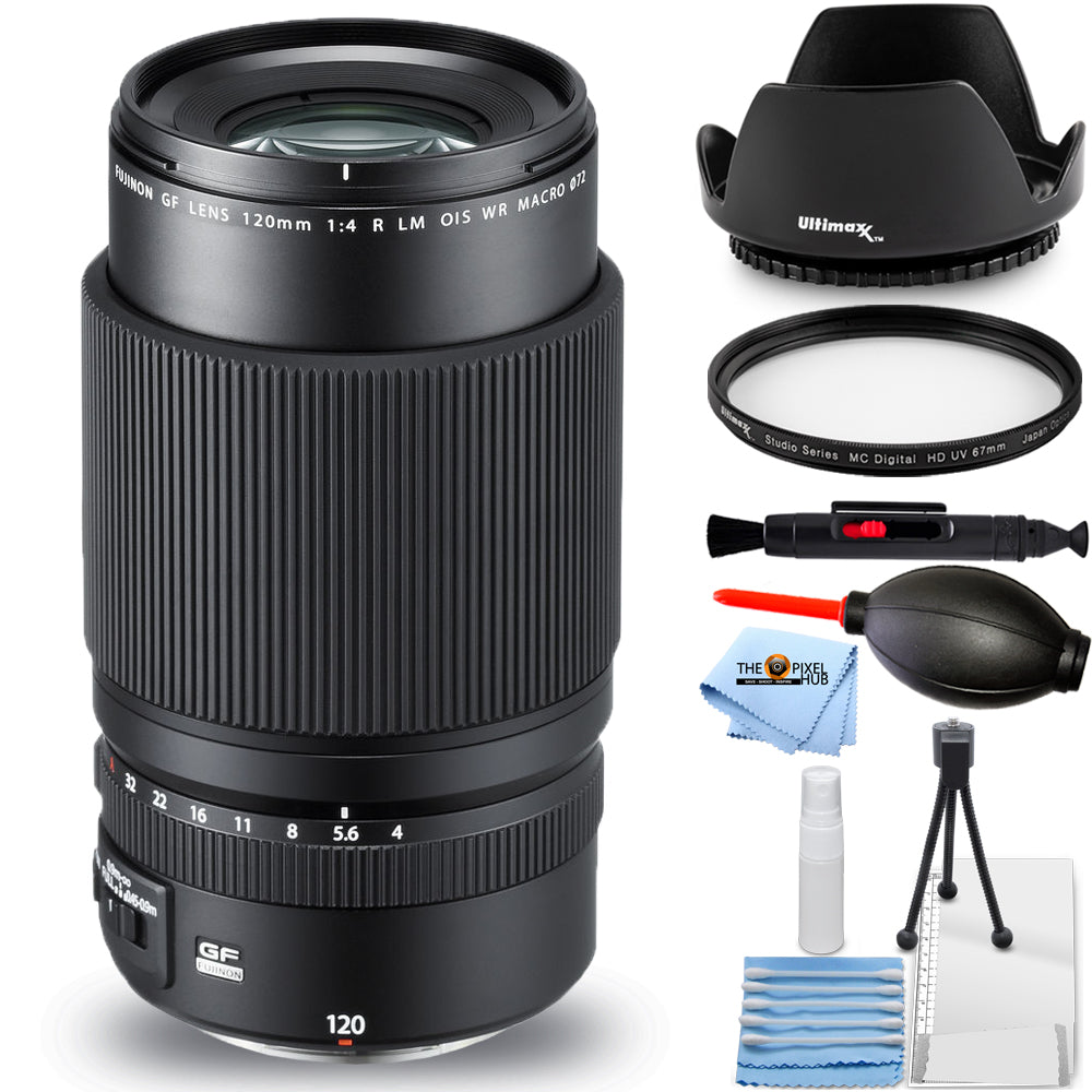 FUJIFILM GF 120mm f/4 Macro R LM OIS WR Lens 600018215 - 7PC Accessory Bundle