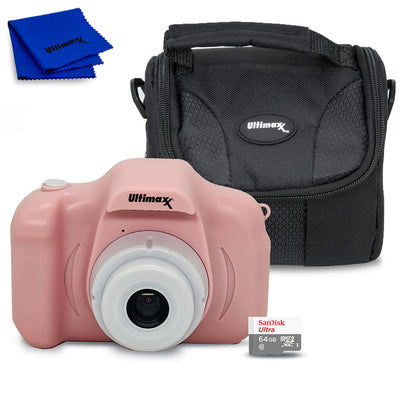 Ultimaxx Digital Video Recorder Camera (Pink) Kids Teens ages 8-12 Beginners with Games 32GB Micro SD Holiday Christmas Gift