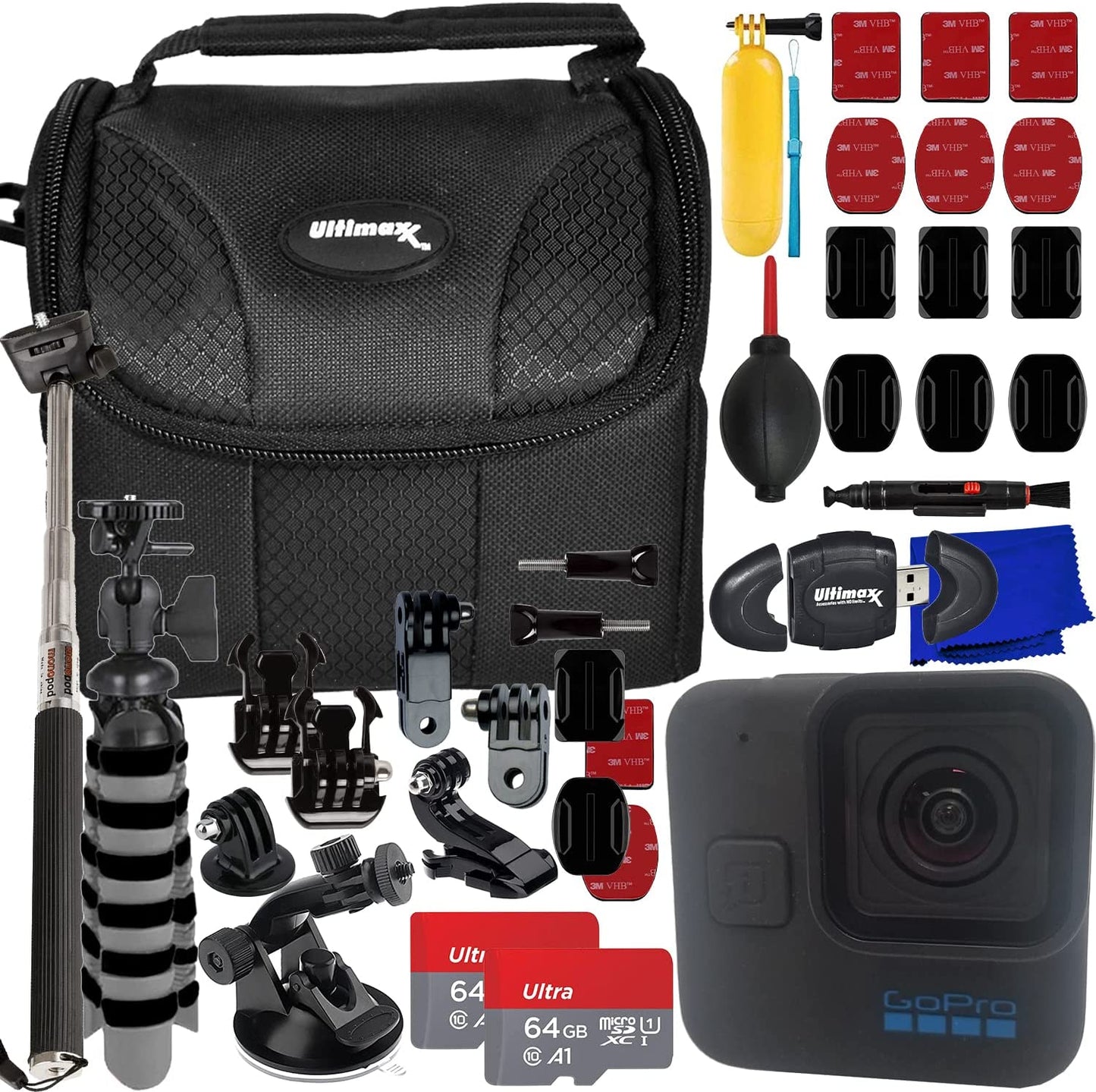 GoPro HERO11 Black Mini Hero 11 Mega Accessory Kit w/ Monopod Tripod 64GB Bundle