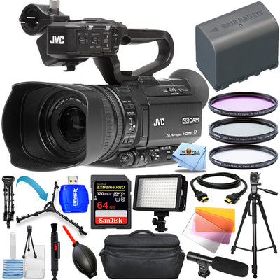 JVC GY-HM180 Ultra HD 4K Camcorder with HD-SDI + 64GB + Filter Kit Bundle