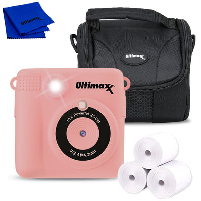 Ultimaxx Instant Print Camera for Kids Teens ages 8-12 Beginners with 3 Printing Paper Rolls 32GB Micro SD Holiday Christmas Gift Kit