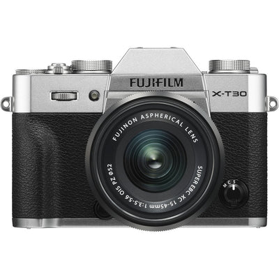 FUJIFILM X-T30 Mirrorless Digital Camera with 15-45mm Lens (Silver) - Bundle