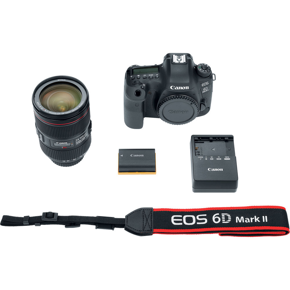 Canon EOS 6D Mark II DSLR Camera with 24-105mm f/4 Lens - 15PC Accessory Bundle