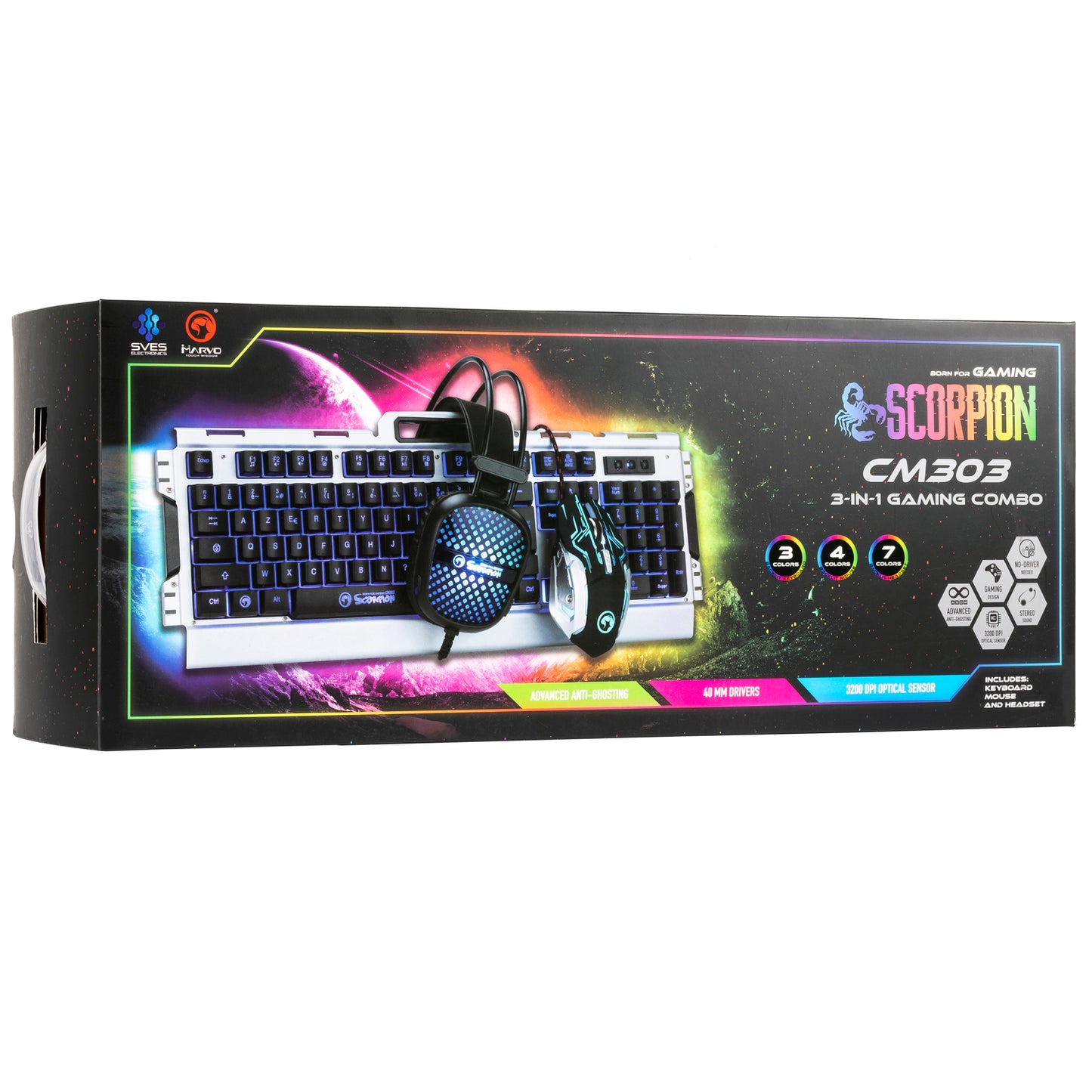 Marvo Scorpion 3-in-1 Gaming Combo - Keyboard, Mouse, Headset & Cleaning Kit