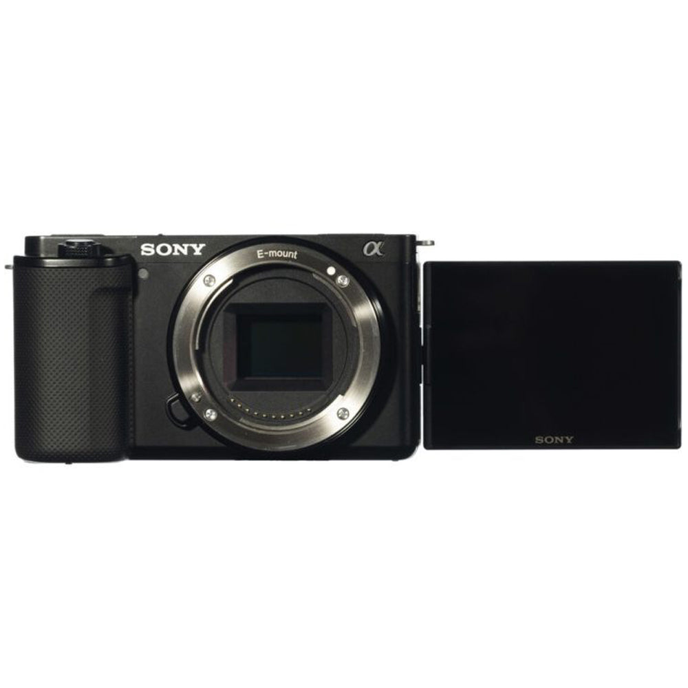 Sony ZV-E10 Mirrorless Camera (Body, Black) ILCZV-E10/B + 64GB + Flash Bundle